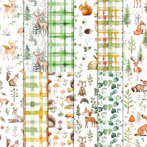 Woodland Animal Scrapbook Papier – 24 Blatt Waldtier-Muster, Papier, 30,5 x 30,5 cm, Aquarell, Wald, Dschungel, Tier, doppelseitig, dekoratives Bastelpapier mit Pflaume, Hirsch, Eichhörnchen, Igel für Woodland Animal Scrapbook Papier – 24 Blatt Waldtier-Muster, Papier, 30,5 x 30,5 cm, Aquarell, Wald, Dschungel, Tier, doppelseitig, dekoratives Bastelpapier mit Pflaume, Hirsch, Eichhörnchen, Igel für von BHNACIER