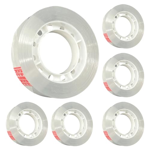 Transparentes Klebeband, 6 Rollen, hochviskoses Mehrzweck-Klebeband, transparent, glänzend, transparent, Geschenkband für Schule und Büro von BHOLI
