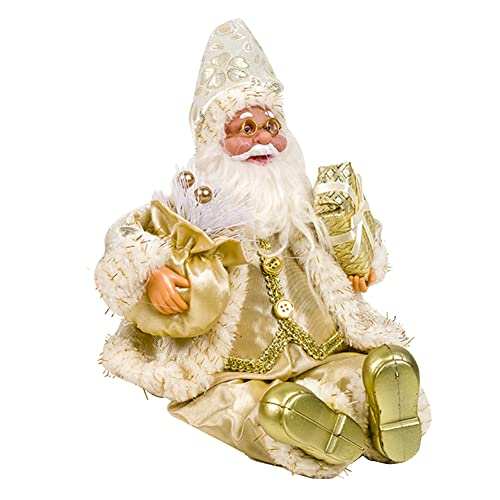 sitzende Weihnachtsmann-Figur, Weihnachtsmann-Figur, Weihnachtsdekoration, Tischdekoration, Weihnachtsfigur mit luxuriöser Kleidung, Weihnachtsmann-Puppe für den Urlaub von BHOLI