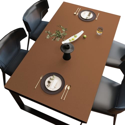 BHOMTY PU Tischdecken Tischfolie Multifunktionale Tischunterlage Wasserdicht Geeignet für Esstisch, Büroschreibtisch, Studentenschreibtisch Braun 70 * 120cm von BHOMTY