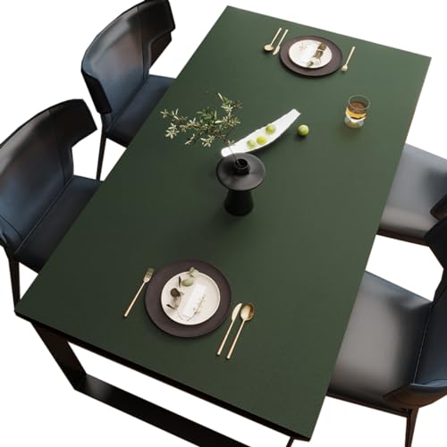 BHOMTY PU Tischdecken Tischfolie Multifunktionale Tischunterlage Wasserdicht Geeignet für Esstisch, Büroschreibtisch, Studentenschreibtisch Dunkelgrün 70 * 110cm von BHOMTY