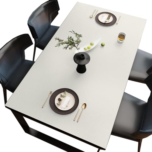 BHOMTY PU Tischdecken Tischfolie Multifunktionale Tischunterlage Wasserdicht Geeignet für Esstisch, Büroschreibtisch, Studentenschreibtisch Weiß 90 * 160cm von BHOMTY