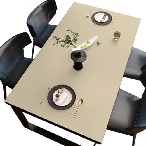 BHOMTY PU Tischdecken Tischfolie Multifunktionale Tischunterlage Wasserdicht Geeignet für Esstisch, Büroschreibtisch, Studentenschreibtisch beige 60 * 140cm von BHOMTY