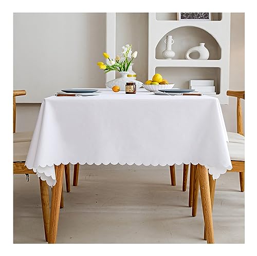 BHOMTY Quadratisch schmutzabweisende Tischdecke Baumwoll-Leinen-Tischdecke Wasserfeste, Pflegeleichte Oberfläche Weiß 120 x 120 cm von BHOMTY