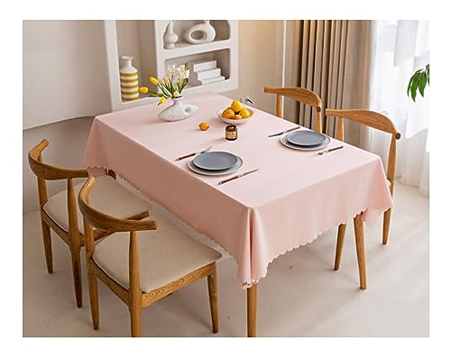BHOMTY Quadratischschmutzabweisende Tischdecke Baumwoll-Leinen-Tischdecke Wasserfeste, Pflegeleichte Oberfläche Rosa 130 x 130 cm von BHOMTY