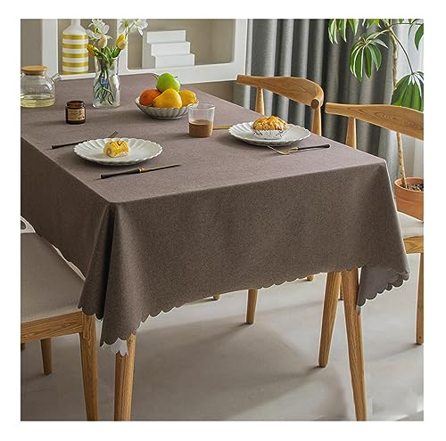 BHOMTY Rechteckig schmutzabweisende Tischdecke Baumwoll-Leinen-Tischdecke Wasserfeste, Pflegeleichte Oberfläche Dunkelbraun 90 x 150 cm von BHOMTY