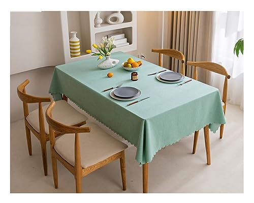 BHOMTY Rechteckig schmutzabweisende Tischdecke Baumwoll-Leinen-Tischdecke Wasserfeste, Pflegeleichte Oberfläche Grün 120 x 160 cm von BHOMTY