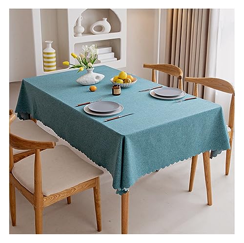 BHOMTY Rechteckig schmutzabweisende Tischdecke Baumwoll-Leinen-Tischdecke Wasserfeste, Pflegeleichte Oberfläche Pfauenblau 140 x 180 cm BHOMTY Rechteckig schmutzabweisende Tischdecke Baumwoll-Leinen-Tischdecke Wasserfeste, Pflegeleichte Oberfläche Pfauenblau 140 x 180 cm von BHOMTY
