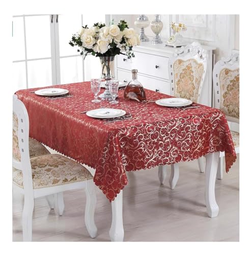 BHOMTY Rechteckige Jacquard-Tischdecke Schützt und dekoriert den Tisch Geeignet für Haus, Hotel Restaurant, Hochzeit Bankett, Büro Treffen Bordeaux 150 * 210 cm von BHOMTY