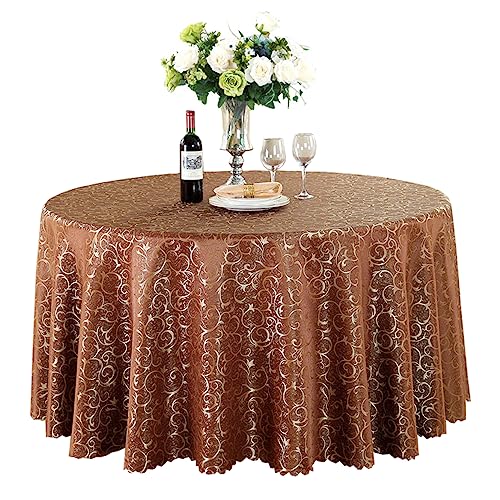 BHOMTY Runde Jacquard-Tischdecke Schützt und dekoriert den Tisch Geeignet für Haus, Hotel Restaurant, Hochzeit Bankett, Büro Treffen Dunkelbraun Durchmesser 160 cm von BHOMTY