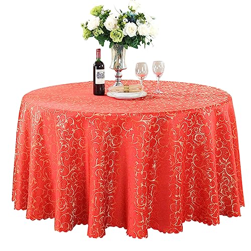 BHOMTY Runde Jacquard-Tischdecke Schützt und dekoriert den Tisch Geeignet für Haus, Hotel Restaurant, Hochzeit Bankett, Büro Treffen Leuchtendes Rot Durchmesser 160 cm von BHOMTY