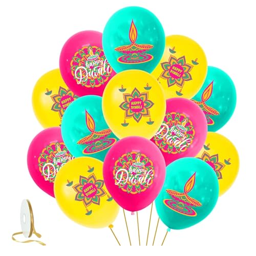 BHSTTNIXP 18 Stück Happy Diwali-Luftballons, Diwali-Dekorationen für Haus, Diwali-Bastelarbeiten für Kinder, bunte Diwali-Hängedekorationen, Luftballons für drinnen und draußen, Partyzubehör BHSTTNIXP 18 Stück Happy Diwali-Luftballons, Diwali-Dekorationen für Haus, Diwali-Bastelarbeiten für Kinder, bunte Diwali-Hängedekorationen, Luftballons für drinnen und draußen, Partyzubehör von BHSTTNIXP