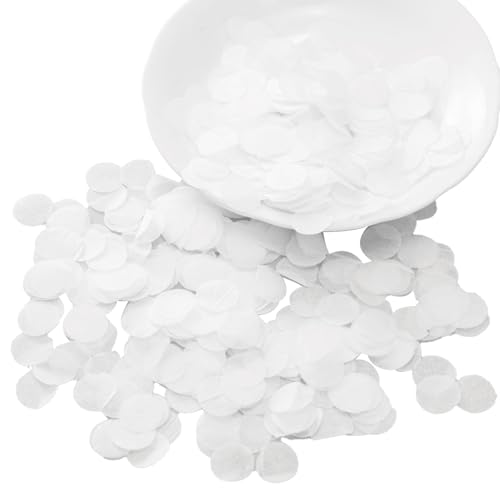 BHSTTNIXP 2,5 cm weißes, rundes Hochzeitskonfetti, biologisch abbaubares Konfetti für Luftballons, Feiern, Babypartys, Partys, Zeremonien, Geburtstage, Jubiläen (80 g) von BHSTTNIXP