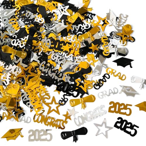 BHSTTNIXP 2025 Abschluss-Dekorationen, Konfetti, Gold- und Schwarz, Abschlussball-Dekorationen 2025, Kunststoff-Graduiertenkappe, Streuung für Fotoshootings, Wurfzeremonien und Partys, 15 g BHSTTNIXP 2025 Abschluss-Dekorationen, Konfetti, Gold- und Schwarz, Abschlussball-Dekorationen 2025, Kunststoff-Graduiertenkappe, Streuung für Fotoshootings, Wurfzeremonien und Partys, 15 g von BHSTTNIXP