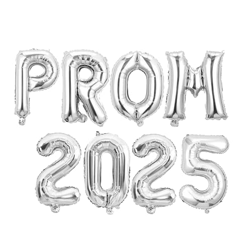 BHSTTNIXP Ballon-Set "PROM 2025", Abschlussdekoration, Partyballons, Balldekoration 2025 für drinnen und draußen, silberfarben BHSTTNIXP Ballon-Set "PROM 2025", Abschlussdekoration, Partyballons, Balldekoration 2025 für drinnen und draußen, silberfarben von BHSTTNIXP