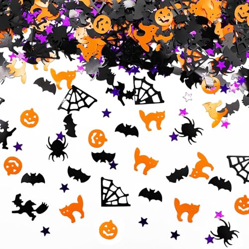 BHSTTNIXP Halloween-Konfetti, Halloween-Tischdekoration, Geister, Spinne, Kürbis, Fledermaus, Katze, Stern, Konfetti für Party, Abschlussball, Halloween-Dekorationen von BHSTTNIXP