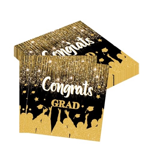 BHSTTNIXP Servietten, Abschlussball-Dekorationen, Tisch-Papierhandtuch 2025, Schwarz/Gold, quadratisch, 17 x 17 cm, 20 Stück BHSTTNIXP Servietten, Abschlussball-Dekorationen, Tisch-Papierhandtuch 2025, Schwarz/Gold, quadratisch, 17 x 17 cm, 20 Stück von BHSTTNIXP