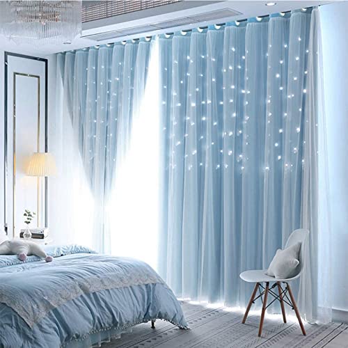 Kinder Sterne Verdunkelungsvorhänge für Mädchen Jungen Schlafzimmer Wohnzimmer Fenster Drape Solid Blue Star Cutout Vorhänge Tüll-Overlay Vorhang Doppellagige Ausschnitte Vorhänge 2 Panels, 132x244 cm Kinder Sterne Verdunkelungsvorhänge für Mädchen Jungen Schlafzimmer Wohnzimmer Fenster Drape Solid Blue Star Cutout Vorhänge Tüll-Overlay Vorhang Doppellagige Ausschnitte Vorhänge 2 Panels, 132x244 cm von BHUSB