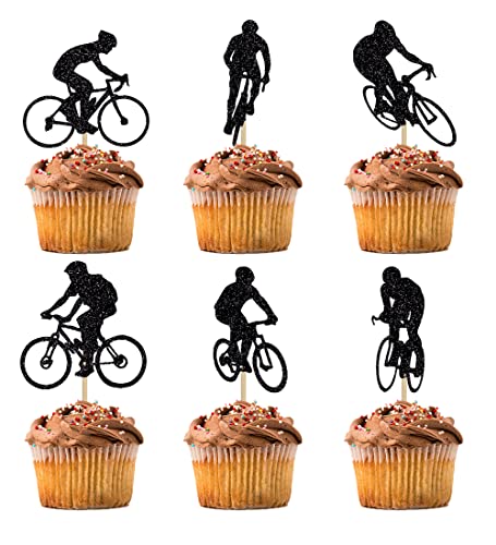 BIABISD Cupcake-Topper mit Fahrrad-Motiv, glitzernd, 12 Stück BIABISD Cupcake-Topper mit Fahrrad-Motiv, glitzernd, 12 Stück von BIABISD