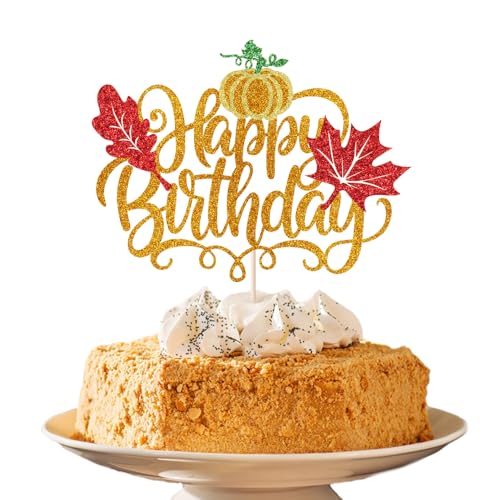 BIABISD Kürbis-Kuchenaufsatz, "Happy Birthday"-Kuchenaufsatz, Herbst-Tanksgiving Day, Kuchendekoration, Ahornblätter, Kürbis-Thema, Geburtstagsparty, Dekoration BIABISD Kürbis-Kuchenaufsatz, "Happy Birthday"-Kuchenaufsatz, Herbst-Tanksgiving Day, Kuchendekoration, Ahornblätter, Kürbis-Thema, Geburtstagsparty, Dekoration von BIABISD