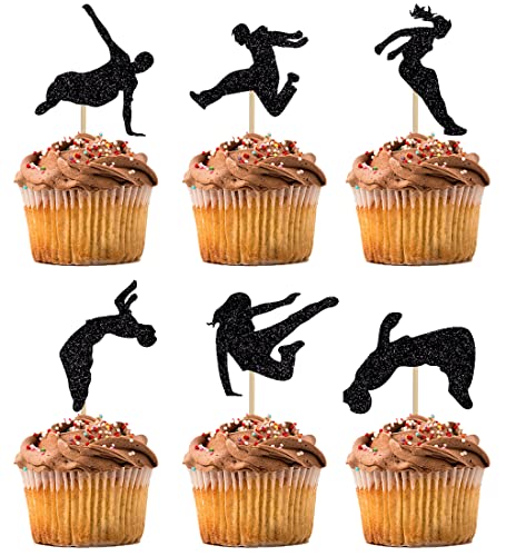 BIABISD Parkour-Cupcake-Topper mit Parkour-Motiv, Cupcake-Topper, Extremsport, Happy Birthday, Partyzubehör, glänzende schwarze Dekorationen, 12 Stück BIABISD Parkour-Cupcake-Topper mit Parkour-Motiv, Cupcake-Topper, Extremsport, Happy Birthday, Partyzubehör, glänzende schwarze Dekorationen, 12 Stück von BIABISD