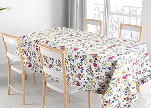 BIANCHERIAWEB Tischdecke, Küchentischdecke, 100 % Baumwolle, hergestellt in Italien, Blumenmuster, 90 x 90 cm von BIANCHERIAWEB