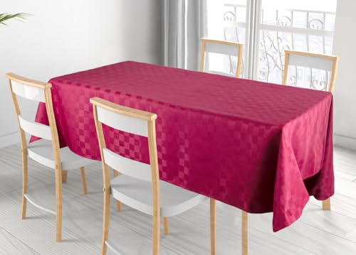 BIANCHERIAWEB Tischdecke für Küche, Wohnzimmer, schmutzabweisend, wasserabweisend, Jacquard, Modell: Schachkomatte, Bordeaux, 140 x 240 cm, Bordeaux BIANCHERIAWEB Tischdecke für Küche, Wohnzimmer, schmutzabweisend, wasserabweisend, Jacquard, Modell: Schachkomatte, Bordeaux, 140 x 240 cm, Bordeaux von BIANCHERIAWEB