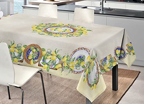 BIANCHERIAWEB Tischdecke für Küchentisch, Digital, 100 % Baumwolle, Amalfi SV 145 x 190 Amalfi von BIANCHERIAWEB