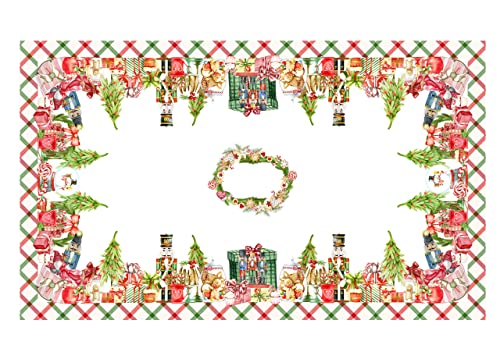 BIANCHERIAWEB Weihnachtstischdecke für Weihnachten, 100 % Baumwolle, Nussknacker SV 140 x 250 Geschenke von BIANCHERIAWEB