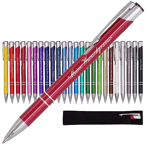 BIASTO Mitbringsel & Geschenk in Premium-Qualität: personalisierter Metall-Kugelschreiber mit Gravur, Stift mit Name (Burgund) von BIASTO
