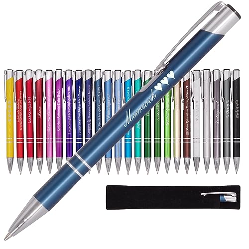 BIASTO Mitbringsel & Geschenk in Premium-Qualität: personalisierter Metall-Kugelschreiber mit Gravur, Stift mit Name (Dunkelblau) von BIASTO