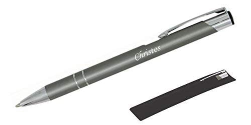 BIASTO Mitbringsel & Geschenk in Premium-Qualität: personalisierter Metall-Kugelschreiber mit Gravur, Stift mit Name (Grau) von BIASTO