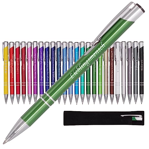 BIASTO Mitbringsel & Geschenk in Premium-Qualität: personalisierter Metall-Kugelschreiber mit Gravur, Stift mit Name (Grün) von BIASTO