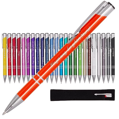BIASTO Mitbringsel & Geschenk in Premium-Qualität: personalisierter Metall-Kugelschreiber mit Gravur, Stift mit Name (Orange) von BIASTO