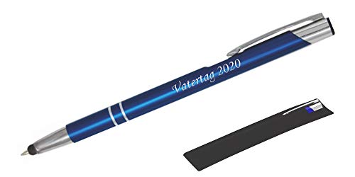 BIASTO Personalisierter Metall-Kugelschreiber mit Touch-Funktion und Namens-Gravur in Premium-Qualität (blau) von BIASTO