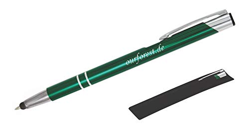 Personalisierter Metall-Kugelschreiber mit Touch-Funktion und Namens-Gravur in Premium-Qualität (dunkelgrün) von BIASTO