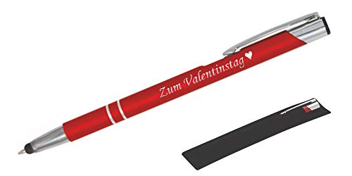 Personalisierter Metall-Kugelschreiber mit Touch-Funktion und Namens-Gravur in Premium-Qualität (rot) von BIASTO
