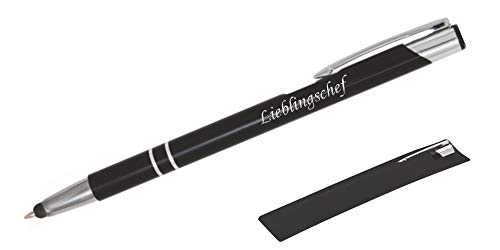 BIASTO Personalisierter Metall-Kugelschreiber mit Touch-Funktion und Namens-Gravur in Premium-Qualität (schwarz) von BIASTO