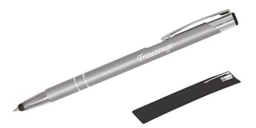 Personalisierter Metall-Kugelschreiber mit Touch-Funktion und Namens-Gravur in Premium-Qualität (silber) von BIASTO