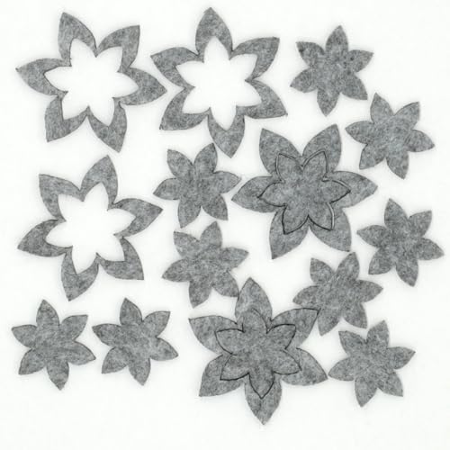 Streu-Deko Blume (2 Größen) aus Filz - für eine perfekte Tischdekoration für den Kindergeburtstag und weitere Anlässe (grau meliert) von BIASTO
