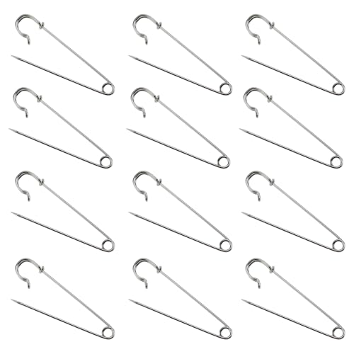 12 Stück Sicherheitsnadeln Groß,Große Safety Extra Large Extragroß Lang Silber Vintage Sicherheitsnadel für Pins Kiltnadel Hutnadeln Tuchnadel Schmucknadel Necklace Baby Kette Silberne Silbrig Metall 12 Stück Sicherheitsnadeln Groß,Große Safety Extra Large Extragroß Lang Silber Vintage Sicherheitsnadel für Pins Kiltnadel Hutnadeln Tuchnadel Schmucknadel Necklace Baby Kette Silberne Silbrig Metall von BIBITI