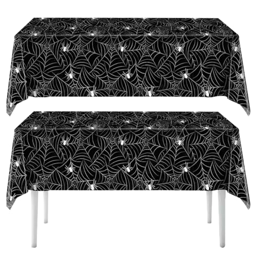 2 Stück Halloween Tischdecke Schwarz,Abwaschbar Party Schwarze Table Spinnennetz Cloth Deko,Halloween-Party Rechteckige Tablecloth Tischdeko,Tischdeck für DraußEn Indoor Gartentisch Tisch 2 Stück Halloween Tischdecke Schwarz,Abwaschbar Party Schwarze Table Spinnennetz Cloth Deko,Halloween-Party Rechteckige Tablecloth Tischdeko,Tischdeck für DraußEn Indoor Gartentisch Tisch von BIBITI