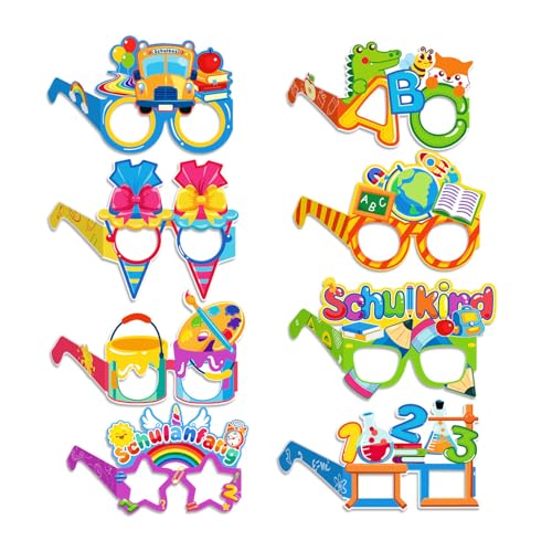 8 Stück Einschulung Deko Brille,Jungen Schulkind Schulanfang Geschenke Brillen Set,Lustige Mädchen Schuleinführung School Party Dekoration,Neutral Getragen Partybrillen für Schulanfangstag Kinder 8 Stück Einschulung Deko Brille,Jungen Schulkind Schulanfang Geschenke Brillen Set,Lustige Mädchen Schuleinführung School Party Dekoration,Neutral Getragen Partybrillen für Schulanfangstag Kinder von BIBITI