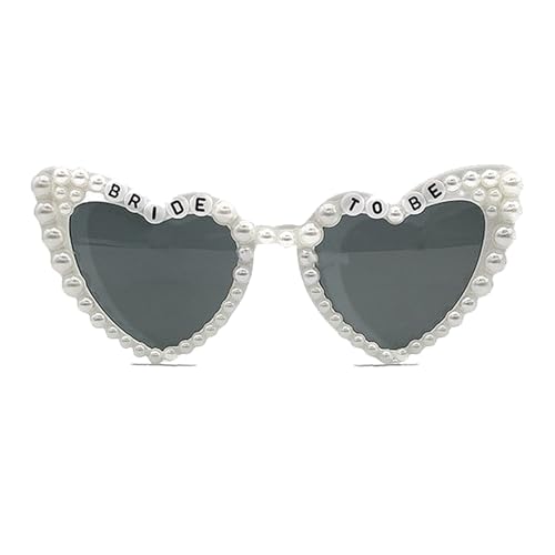 Herz Sonnenbrille Jga,Party Frauen Bride To Be Deko Herzbrillen,Junggesellinnenabschied Braut Herzbrille Stück Accessories,Retro Hochzeit Bachelorette Damen Herzchen Perle Brillen für Bridal Costume von BIBITI