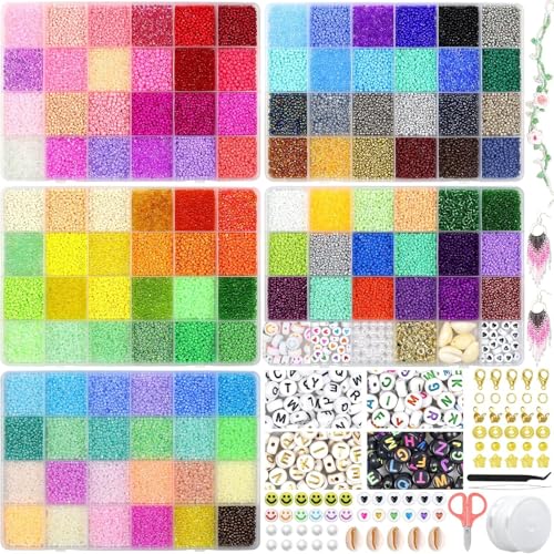 BIBOKLTIY 48690 Stück 2mm 114 Farben Glasperlen zum Auffädeln, Perlen Armbänder Selber Machen, Perlen Set Armbänder, Kleine Perlen für Armbänder mit 500 Perlen Buchstaben, Mini Perlen für Armbänder BIBOKLTIY 48690 Stück 2mm 114 Farben Glasperlen zum Auffädeln, Perlen Armbänder Selber Machen, Perlen Set Armbänder, Kleine Perlen für Armbänder mit 500 Perlen Buchstaben, Mini Perlen für Armbänder von BIBOKLTIY