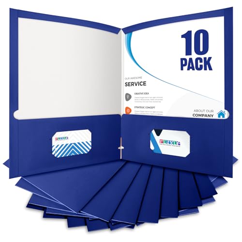 BIBRADAA 10 Packungen blaue Ordner, Papiermappe, Oberfläche mit Wasserdichtigkeit, Briefgröße, für 100 Blatt für Schule, Büro, Geschäft, Blau (10, Blau) von BIBRADAA