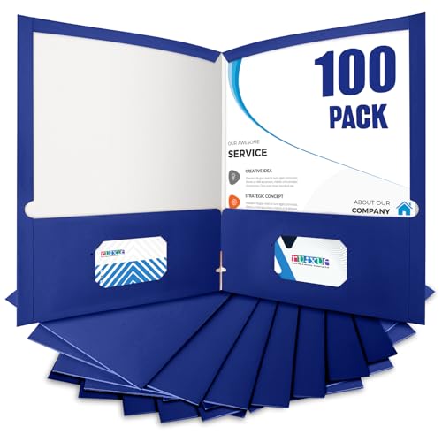 BIBRADAA 100 Packungen blaue Ordner mit Taschen, Papiermappe, Oberfläche mit Wasserdichtung, Briefform, für 100 plus Blätter, für Schule, Büro, Geschäft, 100 Stück, Schwarz BIBRADAA 100 Packungen blaue Ordner mit Taschen, Papiermappe, Oberfläche mit Wasserdichtung, Briefform, für 100 plus Blätter, für Schule, Büro, Geschäft, 100 Stück, Schwarz von BIBRADAA