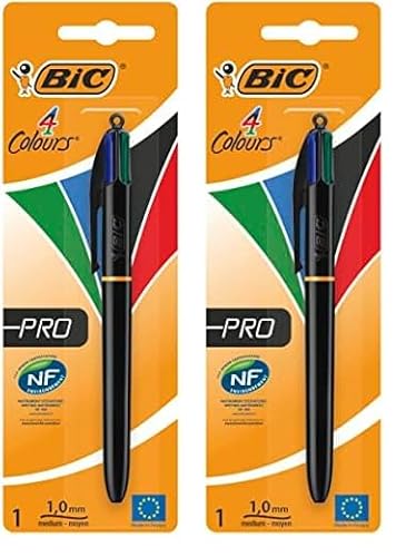 BIC 4 Farben Kugelschreiber 4 Colours Pro, mit schwarzem Schaft, 2er Pack, Ideal für das Büro, das Home Office oder die Schule BIC 4 Farben Kugelschreiber 4 Colours Pro, mit schwarzem Schaft, 2er Pack, Ideal für das Büro, das Home Office oder die Schule von BIC 4 Colours