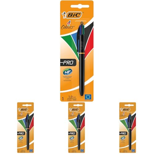 BIC 4 Farben Kugelschreiber 4 Colours Pro, mit schwarzem Schaft, 4er Pack, Ideal für das Büro, das Home Office oder die Schule BIC 4 Farben Kugelschreiber 4 Colours Pro, mit schwarzem Schaft, 4er Pack, Ideal für das Büro, das Home Office oder die Schule von BIC 4 Colours