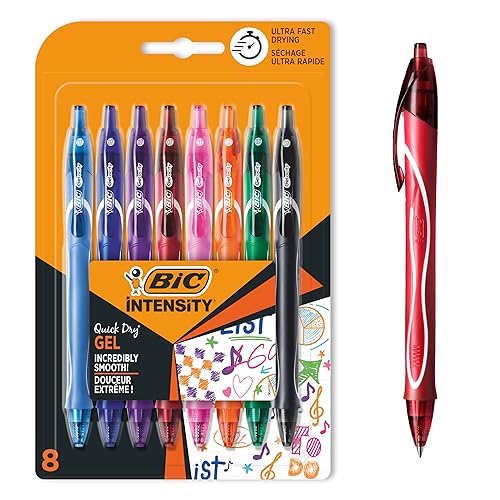 BIC Gel-ocity Quick Dry Tintenroller, Gelstifte in 8 verschiedenen Farben, Strichstärke Medium, mit gummierter Griff-Fläche von BIC Deutschland